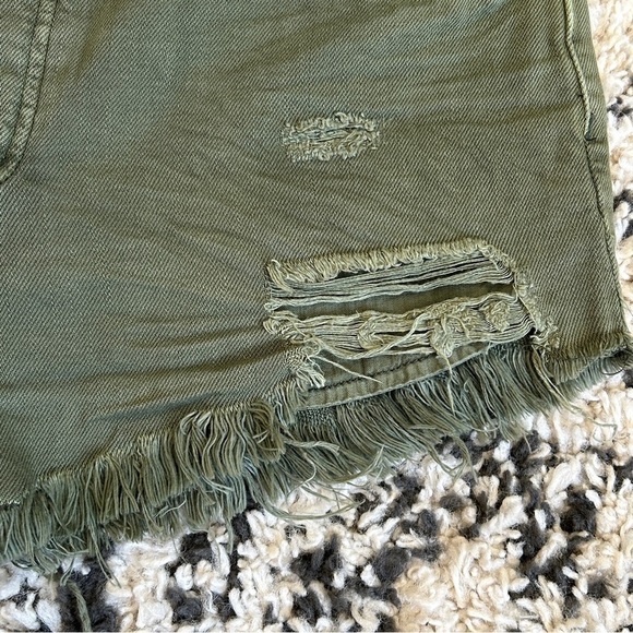 We The Free x Free People Loving Good Vibrations Cut Off Green Jean Shorts, 30 - Picture 12 of 16